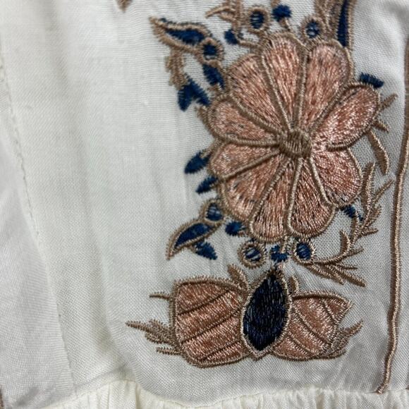 Lulus Womens medium Ivory & Pink floral Fully Lined Strap Boho Mini Dress - Picture 6 of 7